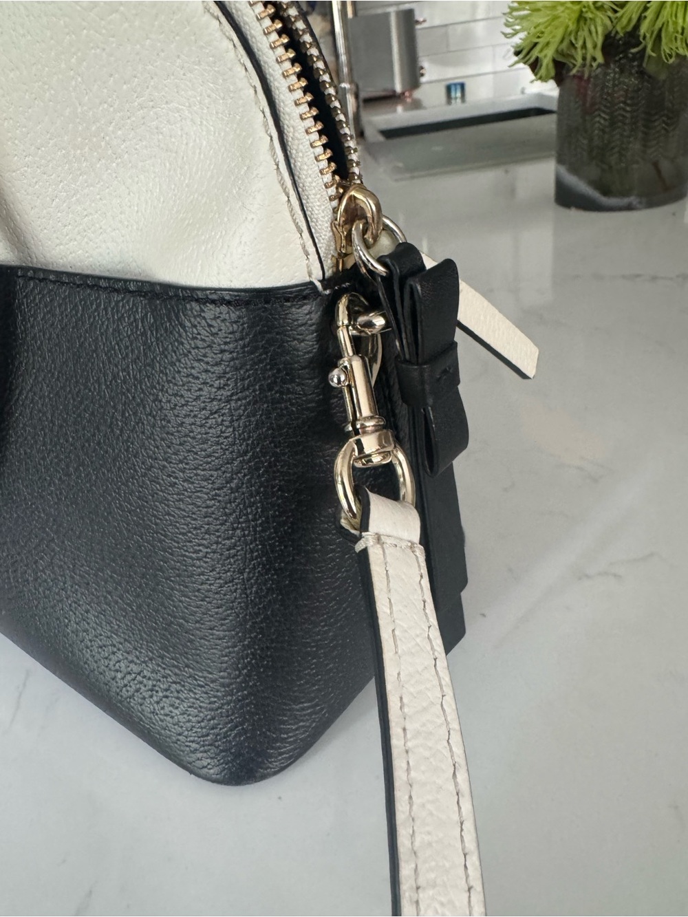 kate spade Black and Cream Dome Satchel with Convertible Strap - Picture 4 of 7